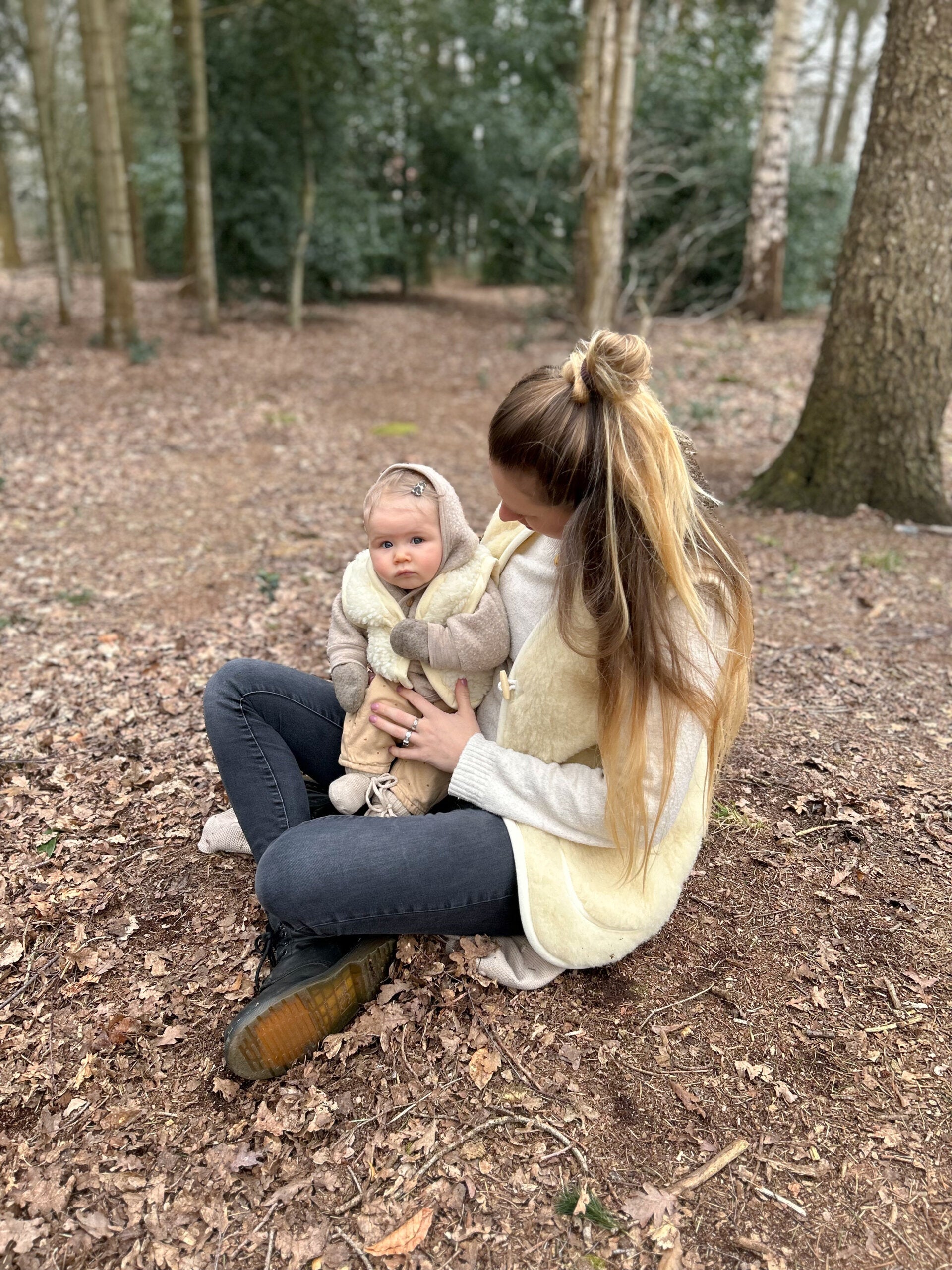 Merino wollen bodywarmer volwassenen met houten touwtjes