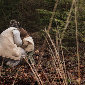 Merino wollen bodywarmer volwassenen met houten touwtjes
