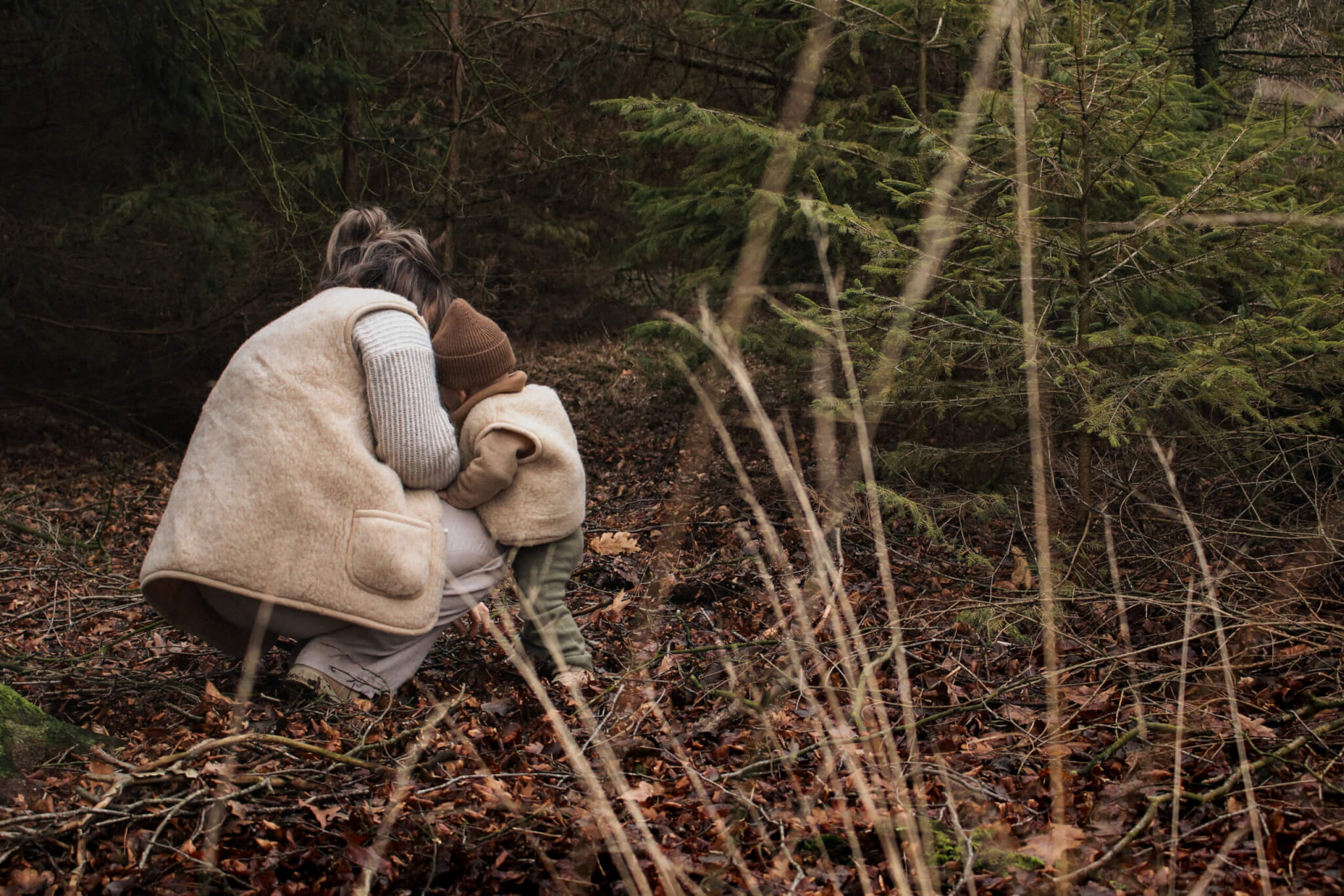 Merino wollen bodywarmer volwassenen met houten touwtjes