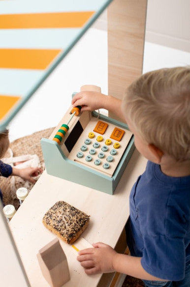 Wooden Store Cash Register with Accessories