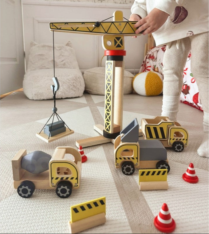 Wooden Construction Site With Vehicles