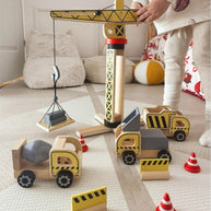 Wooden Construction Site With Vehicles