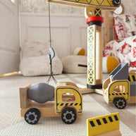 Wooden Construction Site With Vehicles