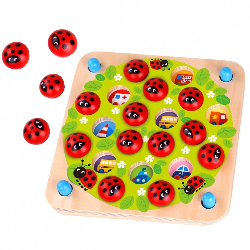 Woopie Houten Educatief Memoriepuzzel met lieveheersbeestjes voor concentratie en spelplezier