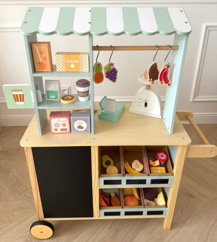 Large Multifunctional Wooden Food Truck Stand, 73 pcs