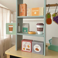 Woopie Houten Food Truck Stand Groot met houten speelvoedsel en accessoires voor rollenspel