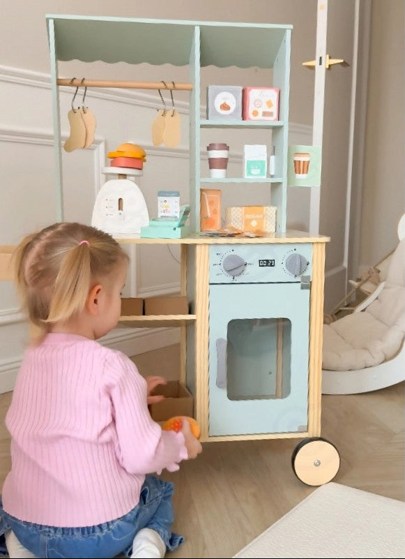 Large Multifunctional Wooden Food Truck Stand, 73 pcs