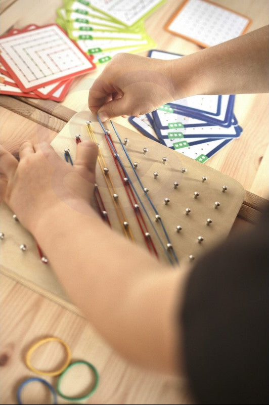 Geoplan on Rubber Bands Wooden Puzzle, 69 pcs