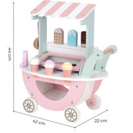 Woopie Houten Ice Cream Kar houten speelgoed ijscokraam met pastelkleuren en accessoires