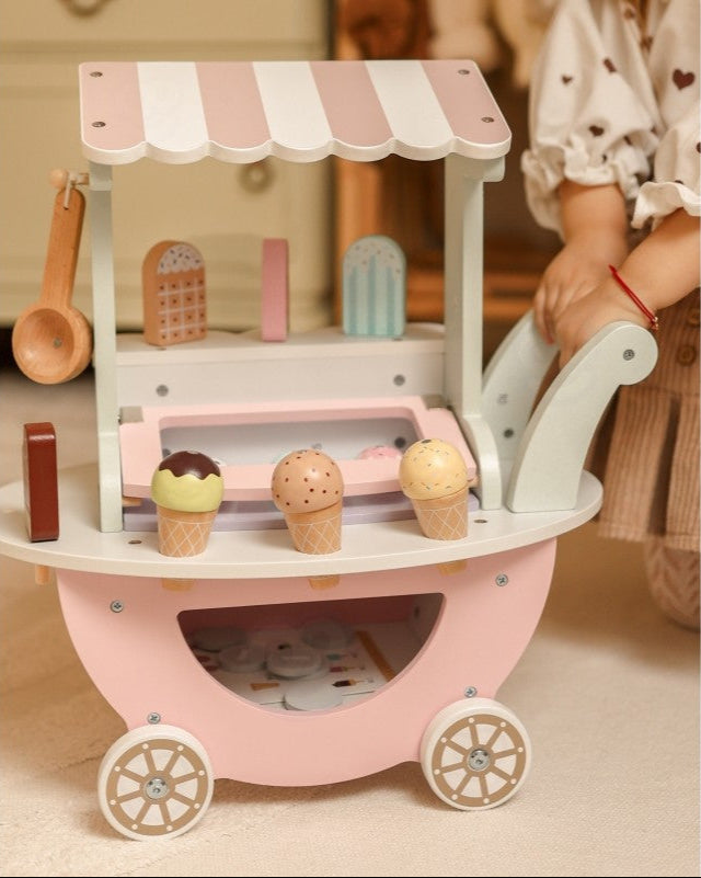 Wooden Ice Cream Shop With Cart