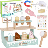 Woopie Houten Ice Cream Set met ijshoorntjes, ijslolly’s en magnetische ijsschepjes voor kinderen