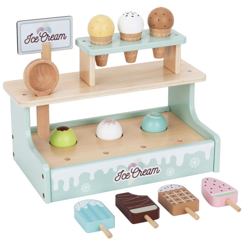 Woopie Houten Ice Cream Set houten ijscokraam met kleurrijke ijsschepjes en ijslolly's