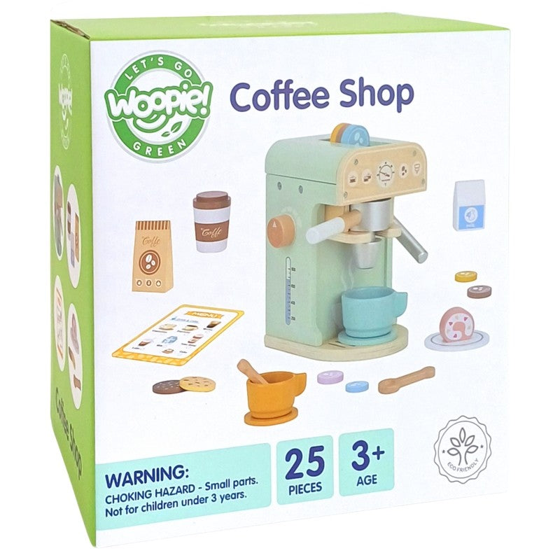 Woopie Houten Koffie Speelset met houten koffiezetapparaat en accessoires voor kinderen vanaf 3 jaar