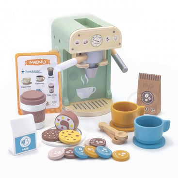 Woopie Houten Koffie Speelset met koffiemachine, kopjes, gebak en accessoires voor kinderen