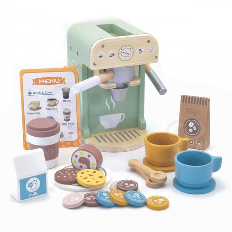 Woopie Houten Koffie Speelset met koffiemachine, kopjes, gebak en accessoires voor kinderen