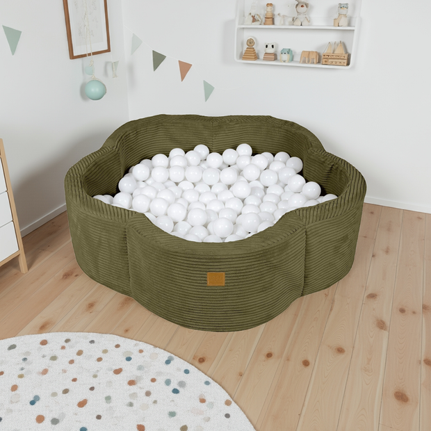MeowBaby Ballenbak Rib Bloem - Khaki
