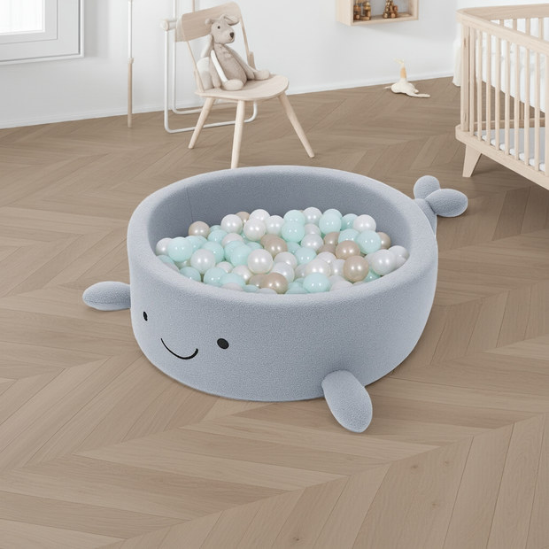 MeowBaby Ballenbak Walvis Bouclé - Blauw