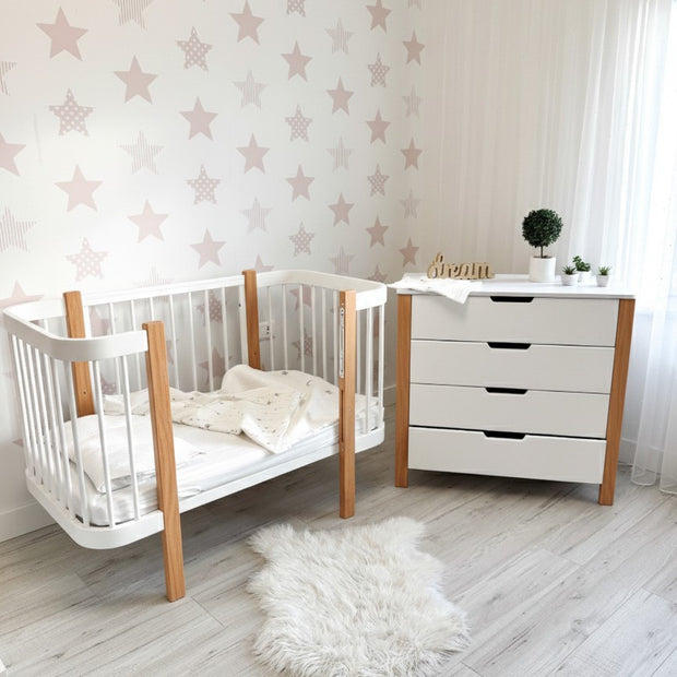 Ledikant ELIN met Dreemsy matras - Naturel/Wit