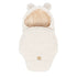 MeowBaby Wikkeldeken Bear Bearly Cream in zachte crèmekleur met schattige berenoortjes