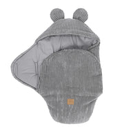 Grijze MeowBaby Wikkeldeken Rib Bear met zachte ribcorduroy en schattige berenoortjes