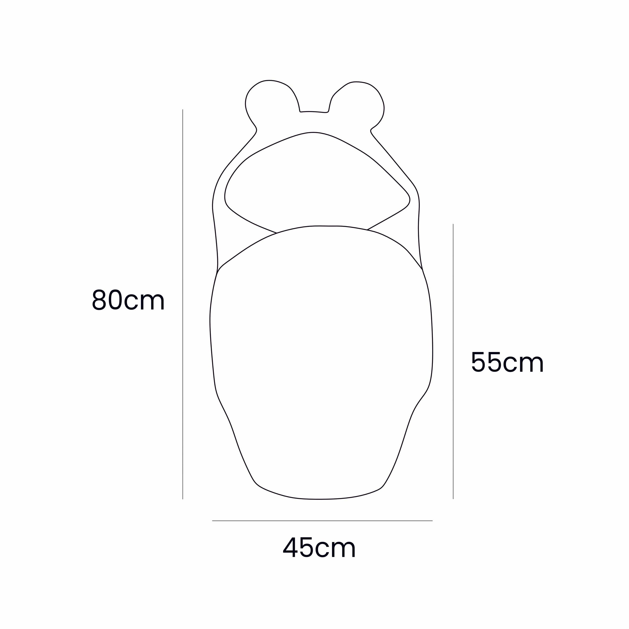 Afmetingen van MeowBaby Wikkeldeken Bear Off-White 45x80 cm met berenoortjes design