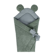 MeowBaby Wikkeldeken Rib Olive Green zachte inbakerdoek met verstelbare striksluiting