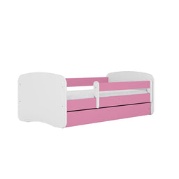 Kocot Kids Junior Bed roze kinderbed met lade en zijbeveiliging, veilig en stijlvol ontwerp