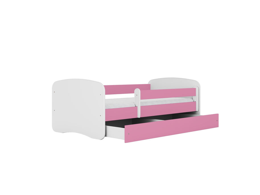 Kocot Kids Junior Bed roze met zijbeveiliging en handige opberglade onder het bed
