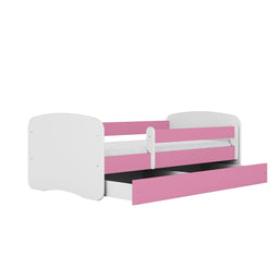 Kocot Kids Junior Bed roze met zijbeveiliging en handige opberglade onder het bed