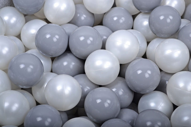 MeowBaby Ballen voor Ballenbak 200 stuks grijs en wit parelmoer plastic ballen