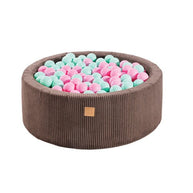 MeowBaby Ballenbak Bruin Rib met blauw en roze ballen, inclusief 200 ballen, veilig en zacht