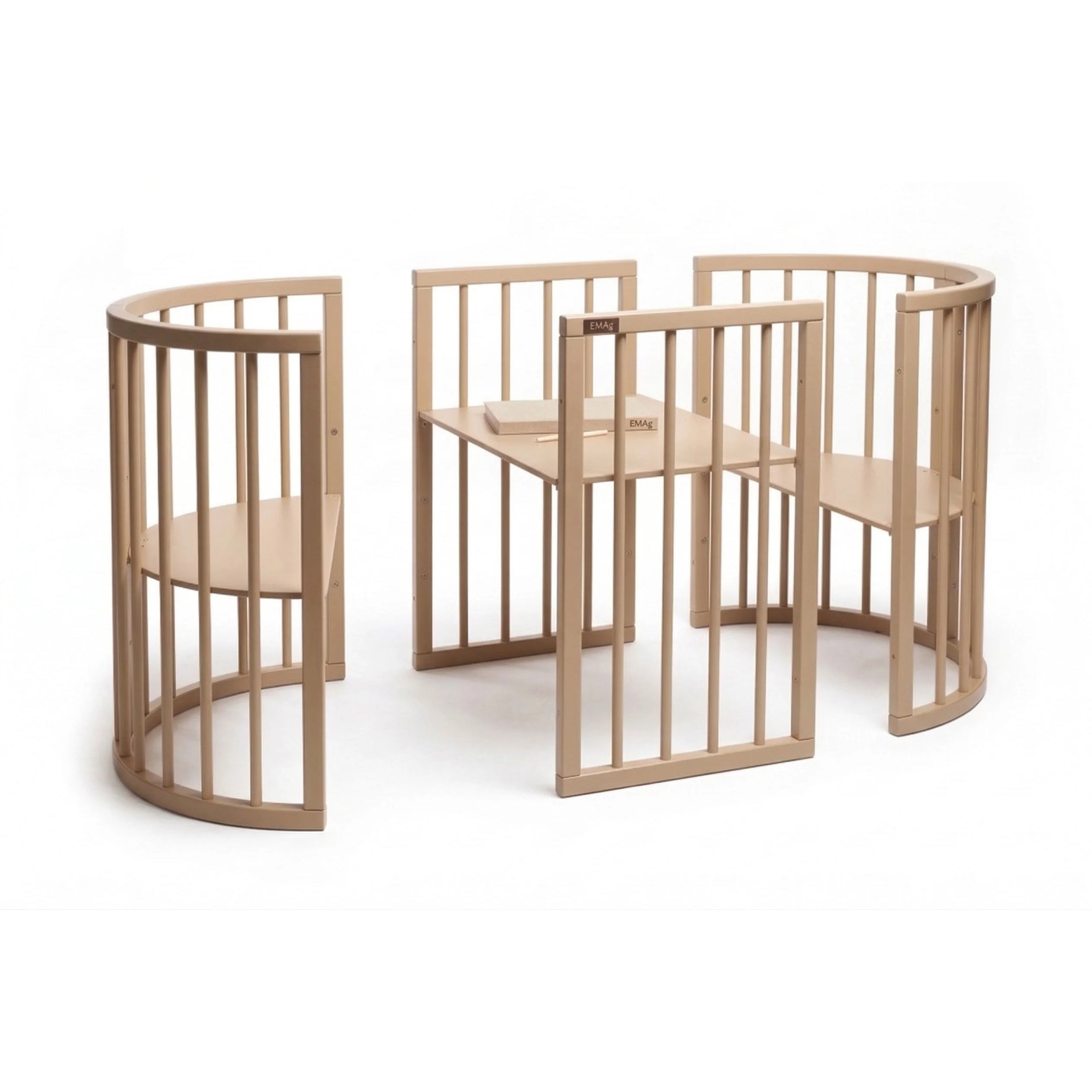 Ledikant OLIN Rond met matras - Cappuccino