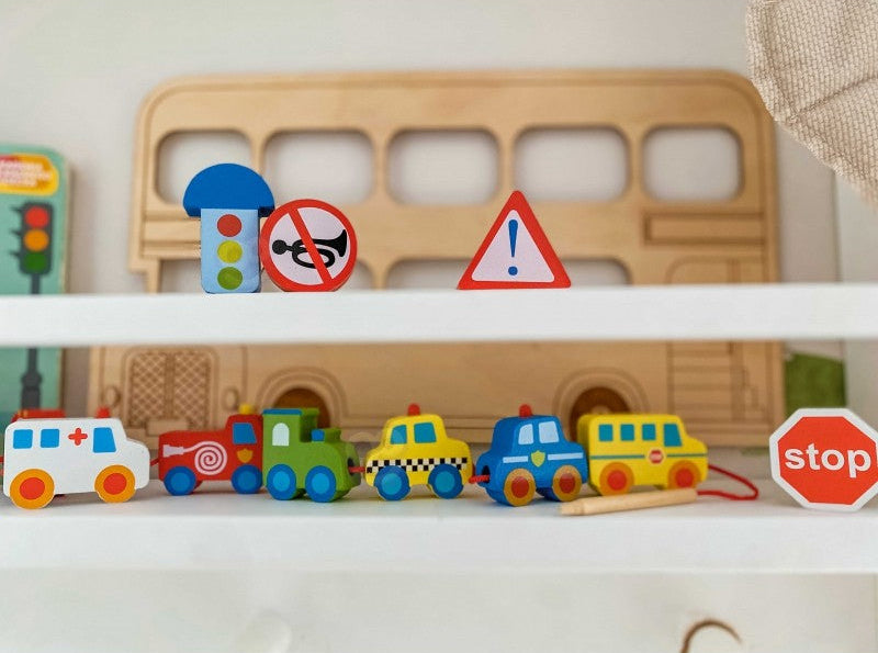 Car Shaped Wooden Threading Blocks 
