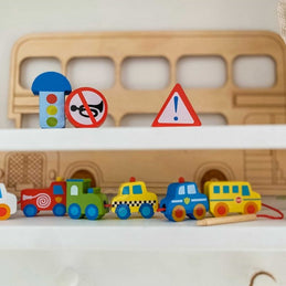 Car Shaped Wooden Threading Blocks 