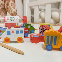 Car Shaped Wooden Threading Blocks 