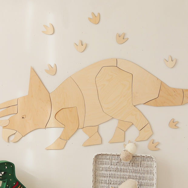 Houten Wanddecoratie -  Dinosaur Triceratops