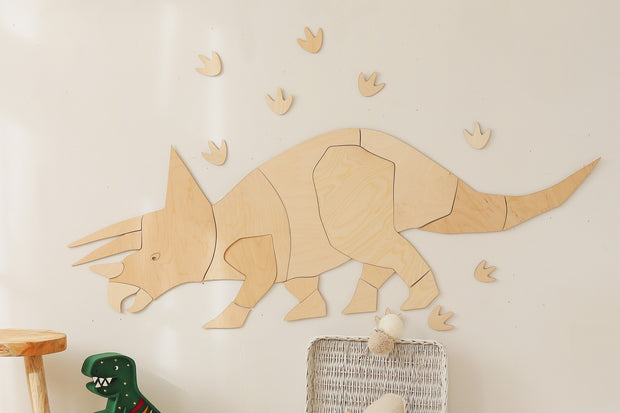 Houten Wanddecoratie -  Dinosaur Triceratops