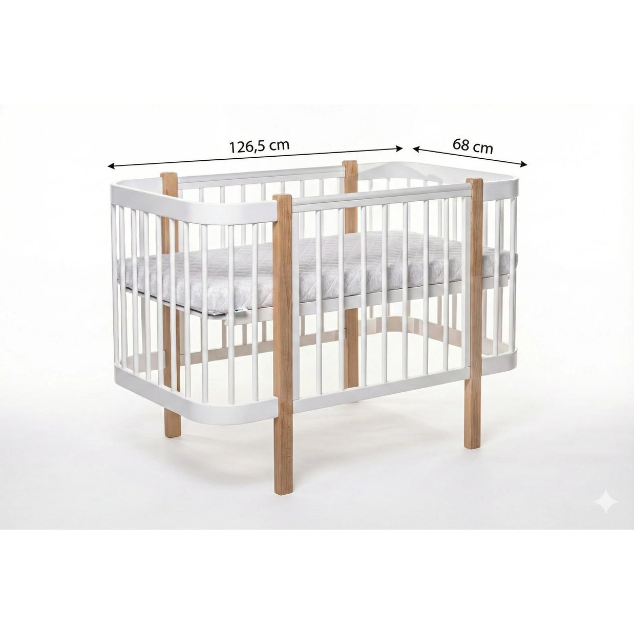 Ledikant ELIN met Dreemsy matras - Naturel/Wit