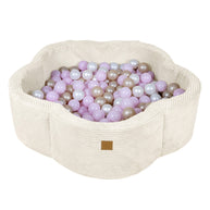 MeowBaby Ballenbak Rib Bloem Vanille gevuld met zachte pastelkleurige ballen