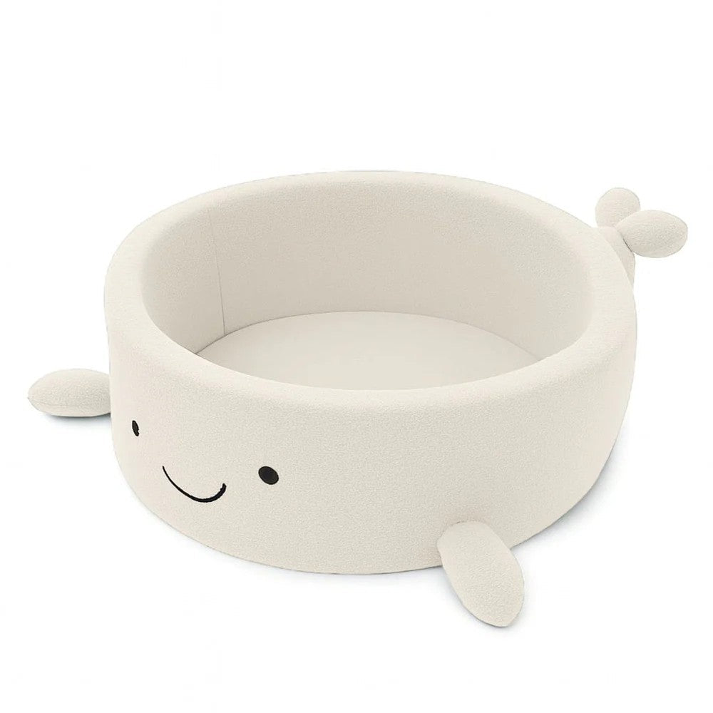 MeowBaby Ballenbak Walvis Bouclé beige met zachte foambasis en speelse vinnen