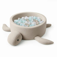 MeowBaby Ballenbak Schildpad Bouclé in zachte oat biscuit beige kleur met speelkogels