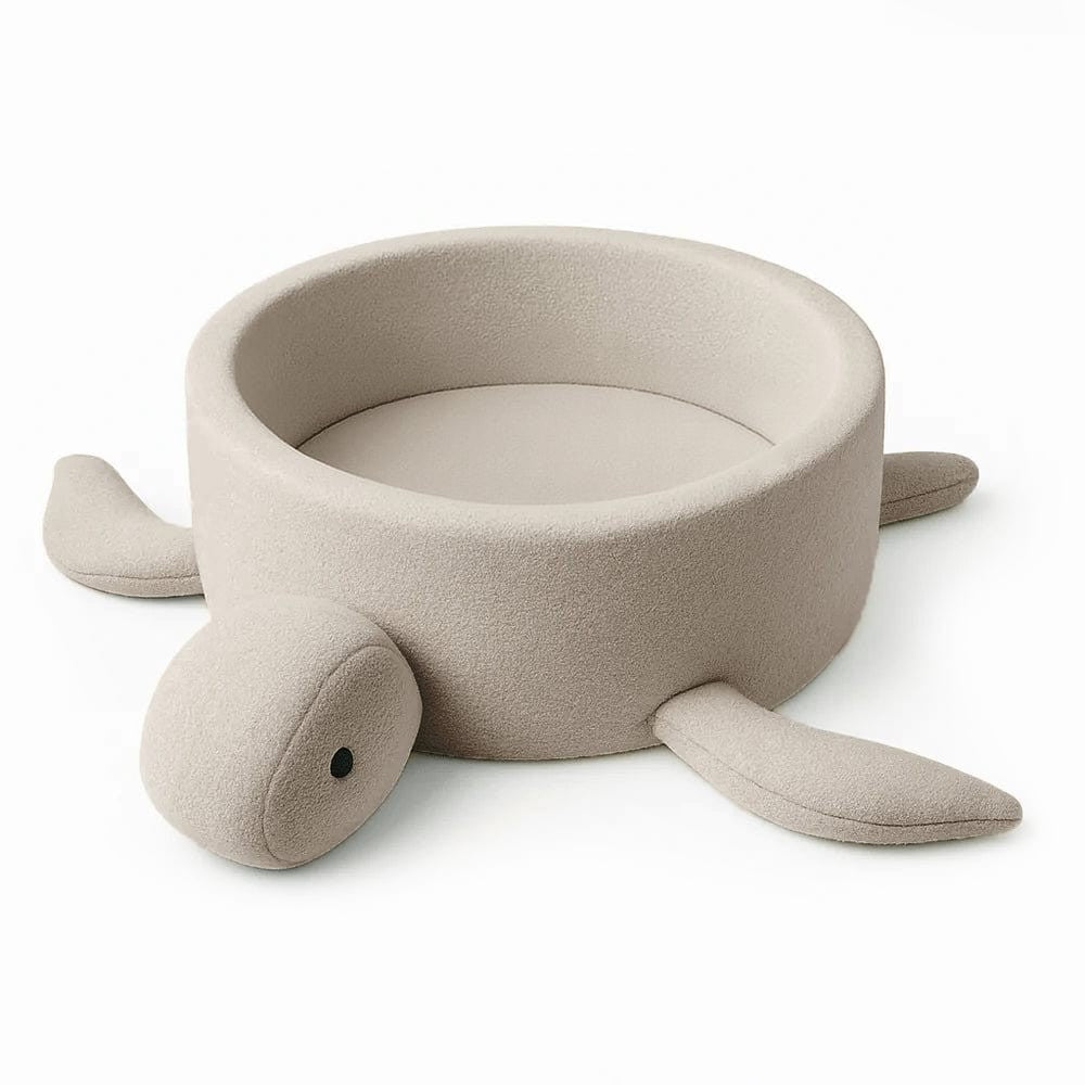 MeowBaby Ballenbak Schildpad Bouclé in zachte oat biscuit beige kleur voor kinderen