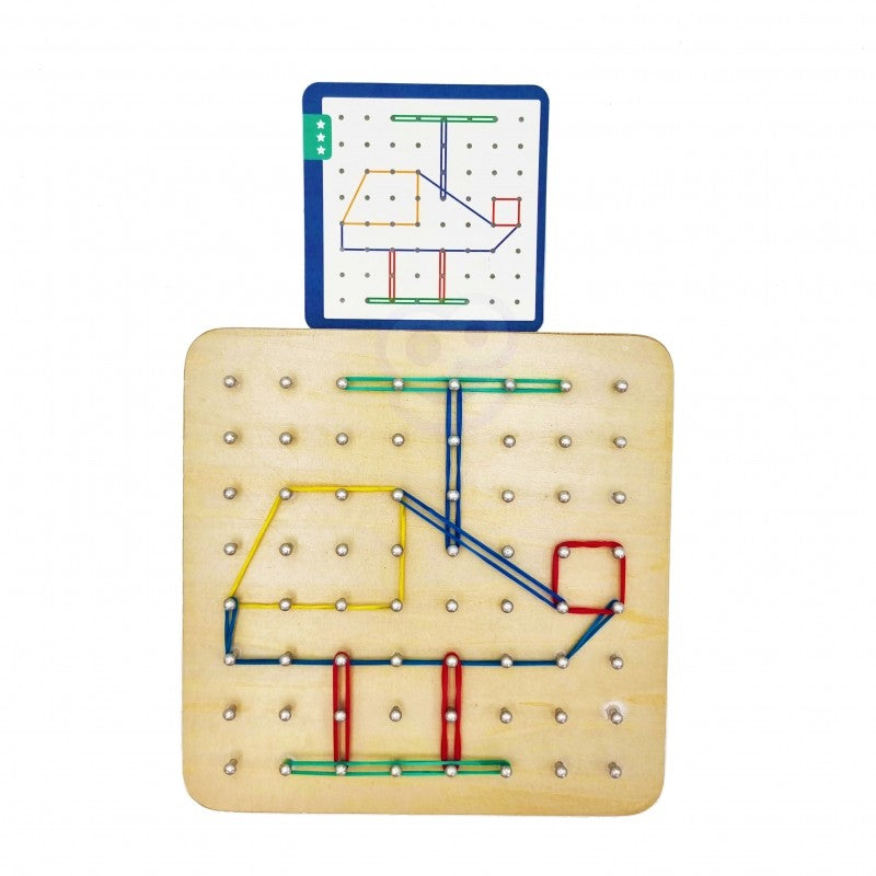 Woopie Houten Geobord met Elastieken vormpuzzel een houten bord met elastiekjes