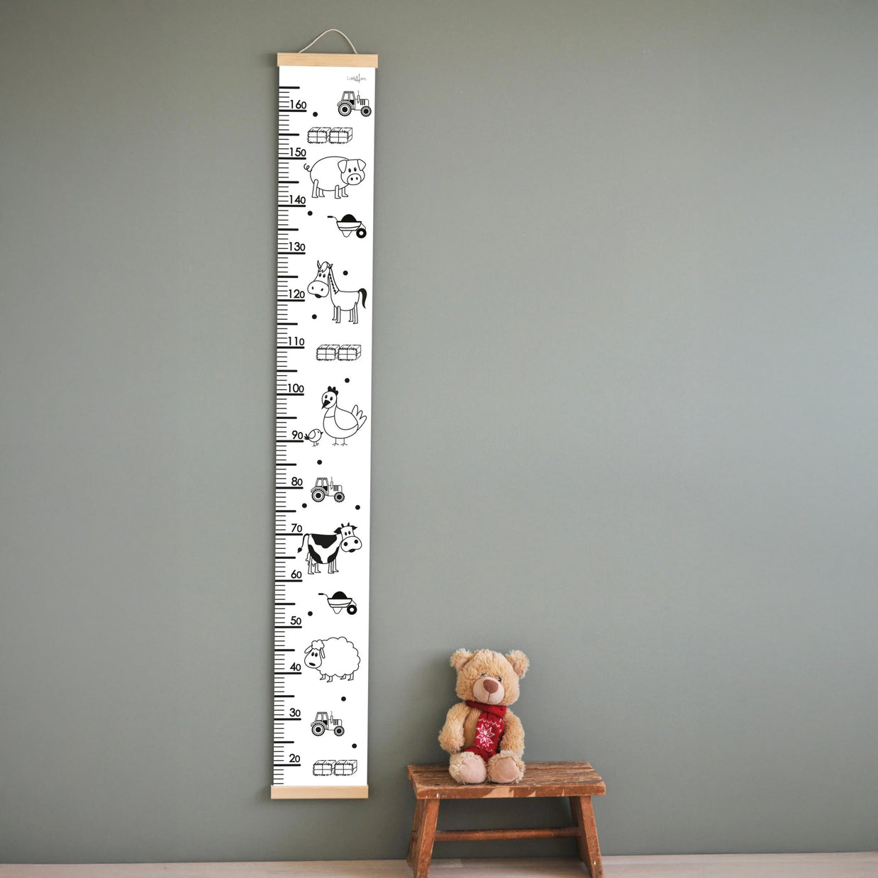 Houten groeimeter - Boerderijdieren