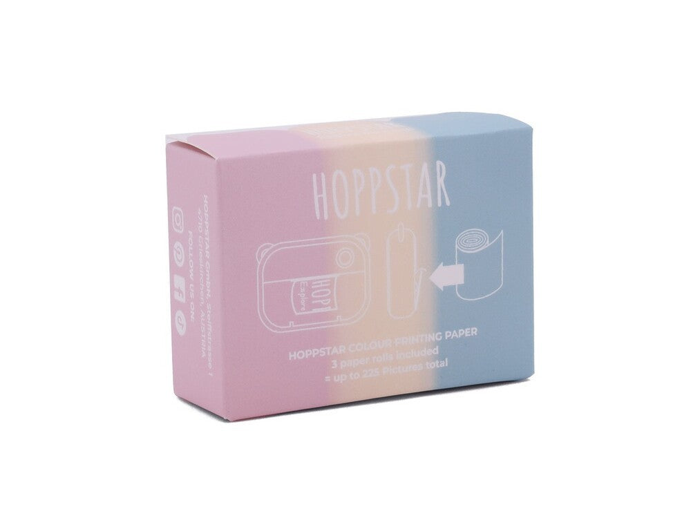 Pastelkleurige Hoppstar doos met regenboog papierrollen voor de kindercamera Artist