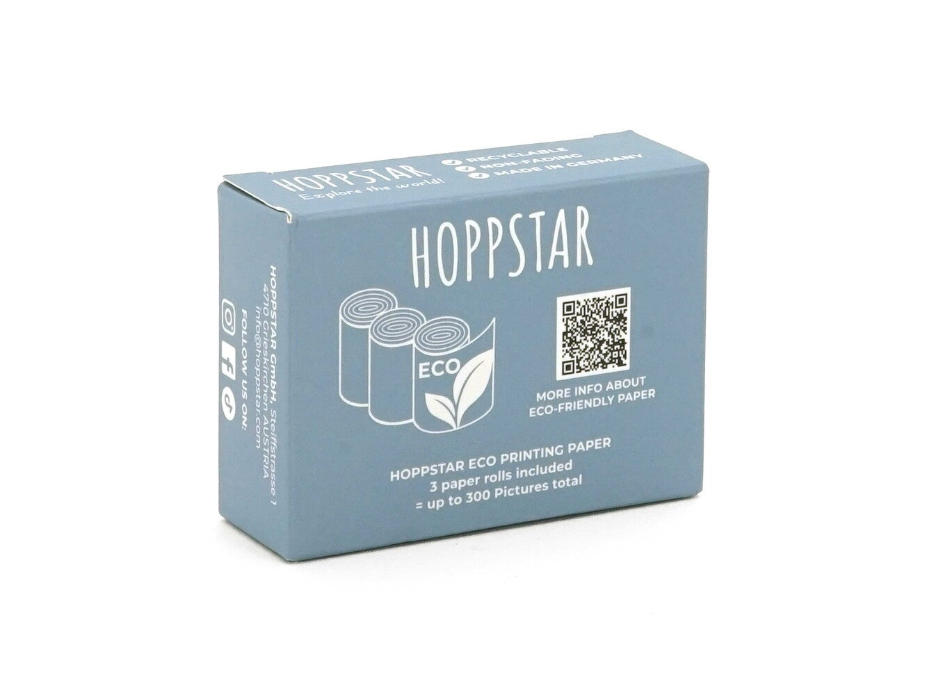 Blauwgrijze Hoppstar doos met papierrollen voor de kindercamera Artist