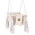 MeowBaby Indoor Baby Schommel Ecru van zacht katoen met stevige houten basis en veiligheidsgordel
