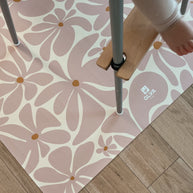 Kids Mealtime Floor Mat, Non-Slip & Waterproof - Daisy Pink