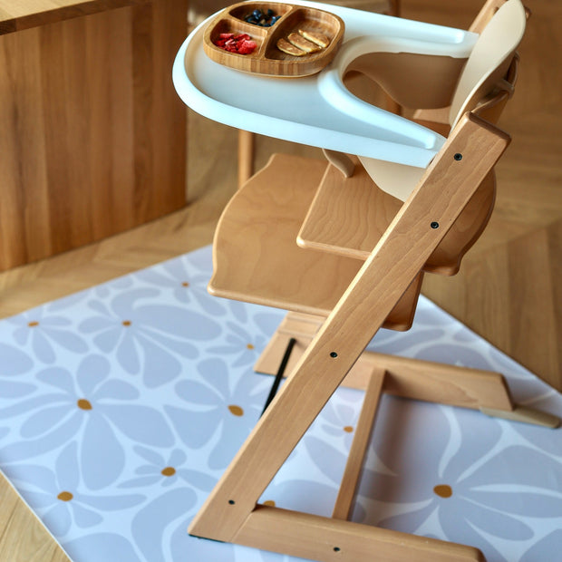 Kids Mealtime Floor Mat, Non-Slip & Waterproof - Daisy Lavender
