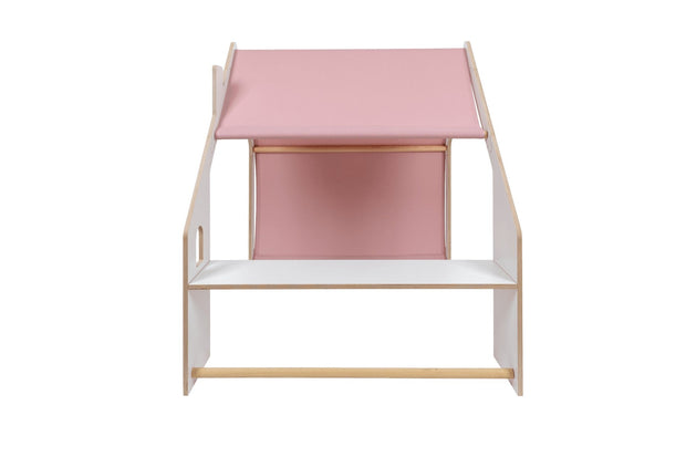 MeowBaby Houten Speelhuisje voor Kinderen Wit met roze luifel voor fantasierijk spel
